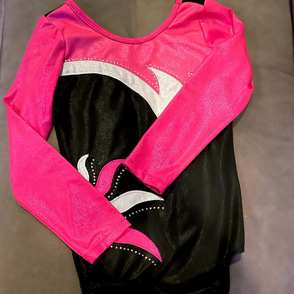 Source Unknown Pink and Black Kids Leotard